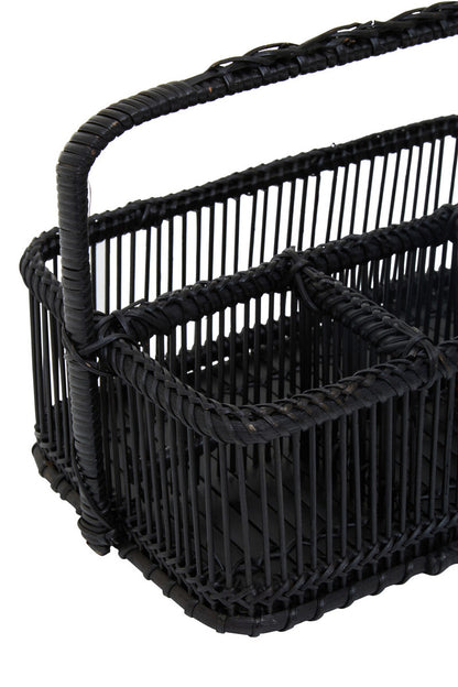 Rustc Black Rattan And Bamboo Caddy Bask