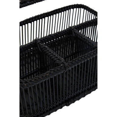 Rustc Black Rattan And Bamboo Caddy Bask
