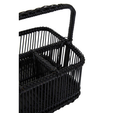 Rustc Black Rattan And Bamboo Caddy Bask