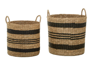 Arles Set of 2 Seagrass Baskets with Black Stripes