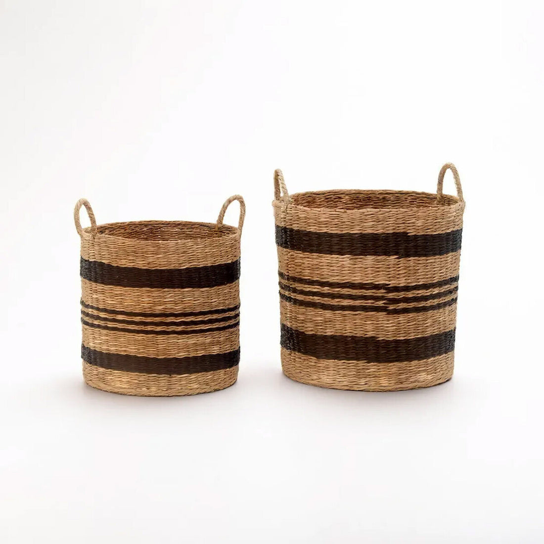 Arles Set of 2 Seagrass Baskets with Black Stripes