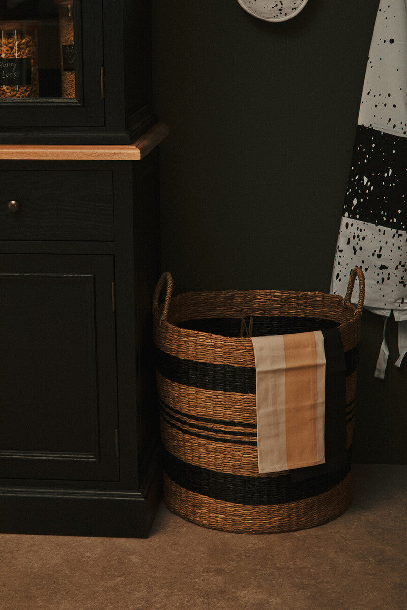 Arles Set of 2 Seagrass Baskets with Black Stripes