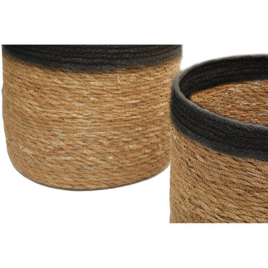 Lidi Set Of Three Natural And Black Baskets