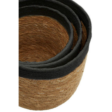 Lidi Set Of Three Natural And Black Baskets