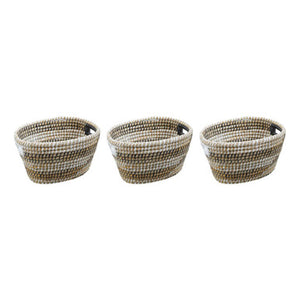 Lidi Set Of Three Oval Straw Baskets