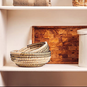 Set Of 3 Baskets With Black And White Detail | Lidi