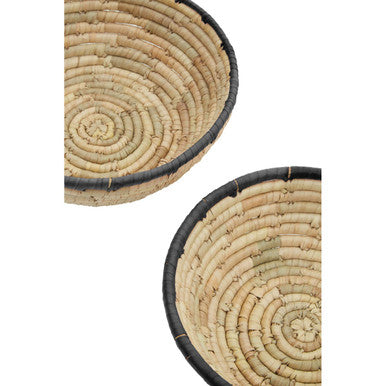 Lidi Set Of 3 Palm Leaf Baskets With Black Trim