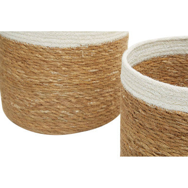 Lidi Set Of 3 Natural And White Seagrass Baskets