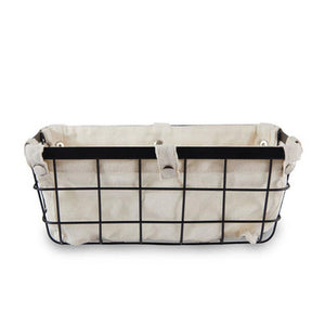 Small Black Wire Storage Basket with Lining | Harga