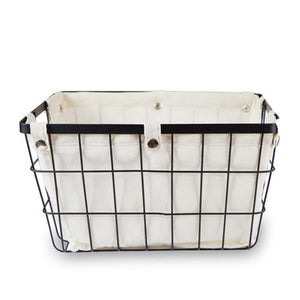 Medium Black Wire Storage Basket with Lining | Harga