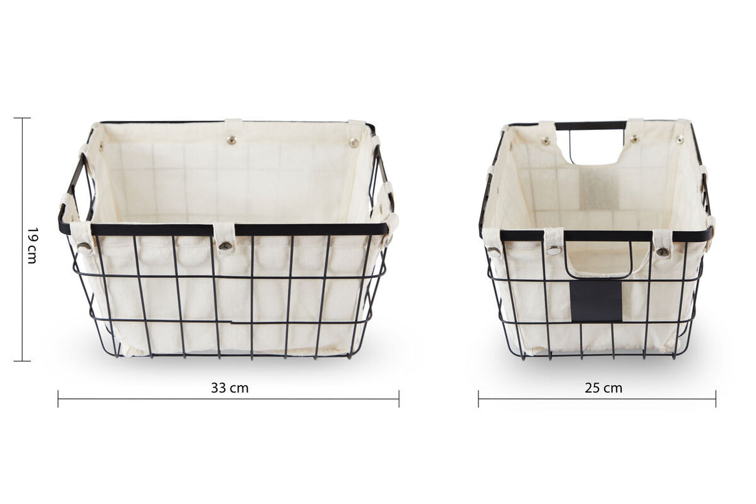 Harga Medium Black Wire Storage Basket with Lining