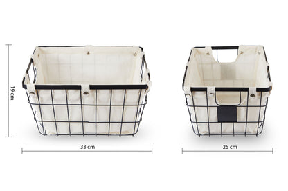 Harga Medium Black Wire Storage Basket with Lining