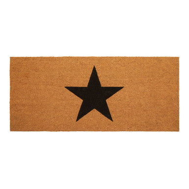 Doormat with a black star design on a beige background