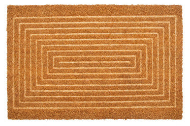 Doormat with concentric rectangle pattern on a plain background