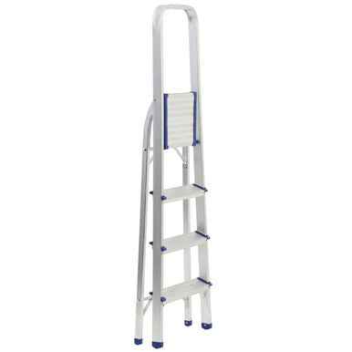 White ladder with blue accents on a white background