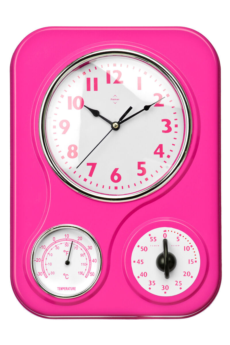 Bellac Hot Pink Timer And Temperature Display Wall Clock - Image 1