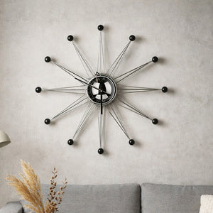 Zizzi Metal and Black Plastic Balls Wall Clock