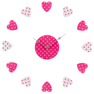 Verdian Pink and White Heart DIY Wall Clock