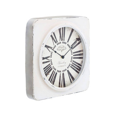 Cheston White Antique Finish Wall Clock