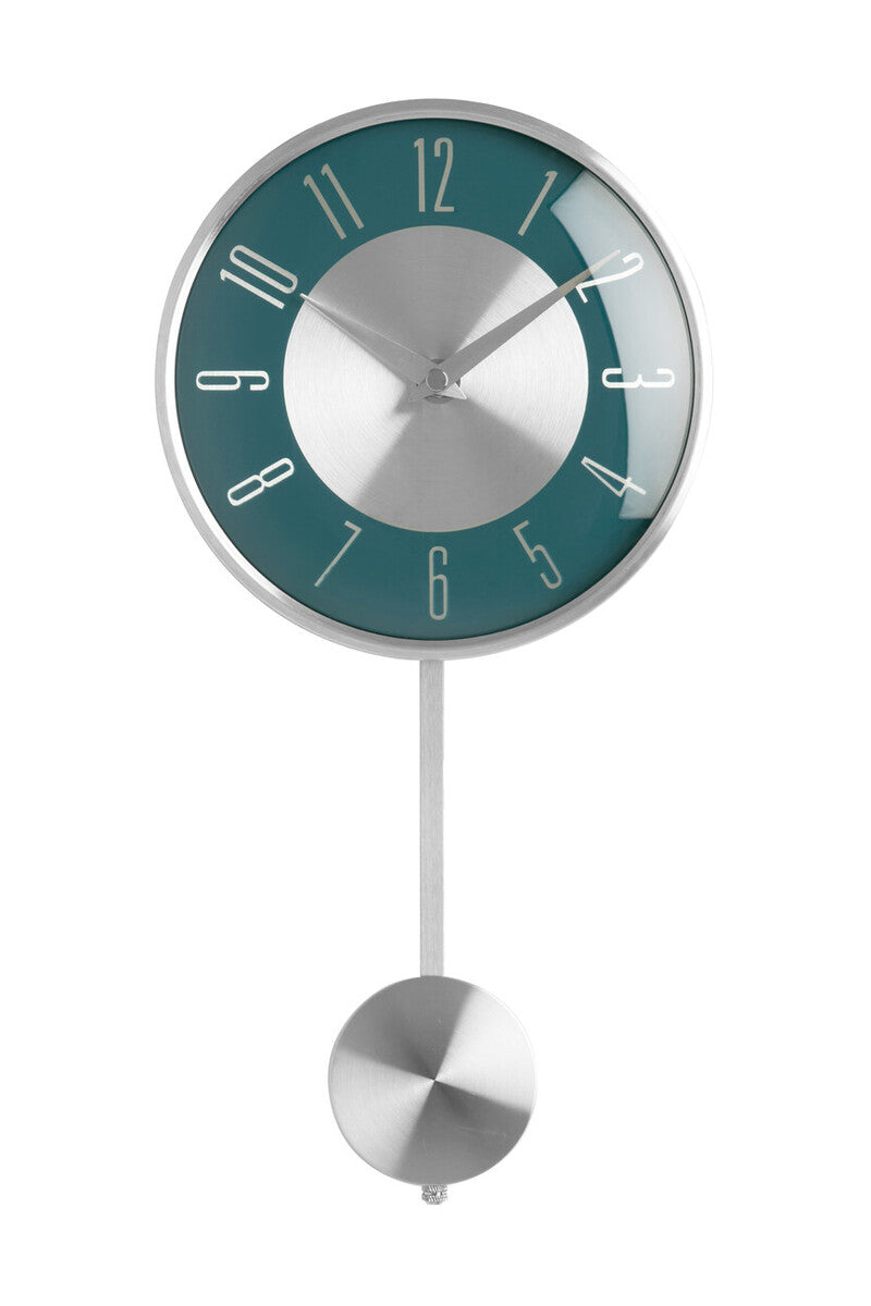 Depasto 25cm Dia Blue and Silver Metal Pendulum Wall Clock - Image 1