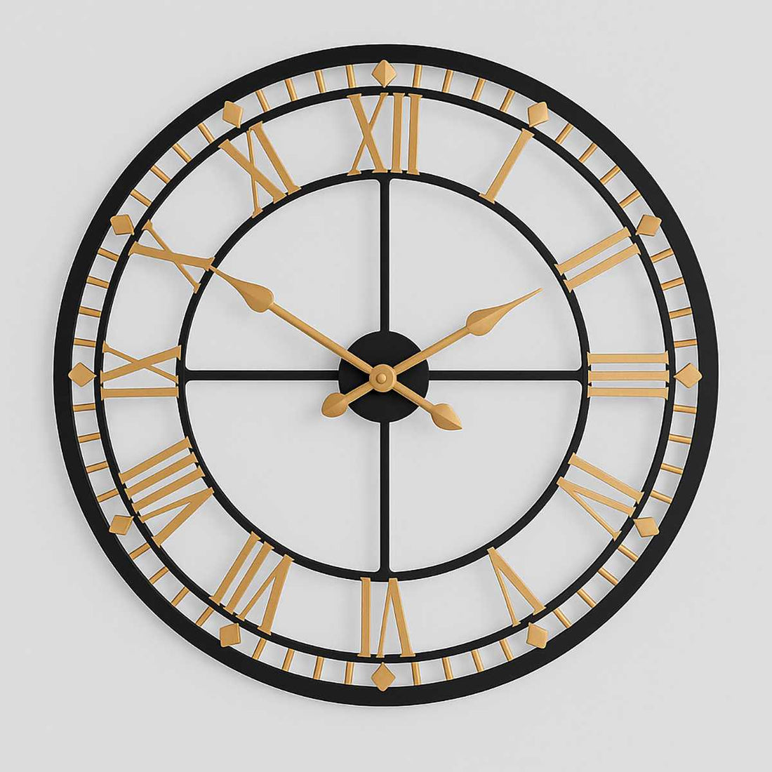 Vitus Black and Gold Metal Wall Clock