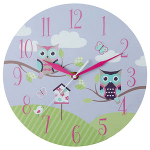 Kids 25cm Dia Owl Wall Clock | Kids Clock