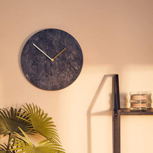 Lamonte 30cm Dia Black Marble Wall Clock