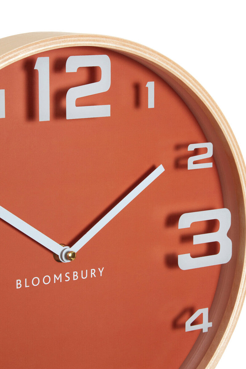 Vitus Orange Wood Large Numbers Wall Clock