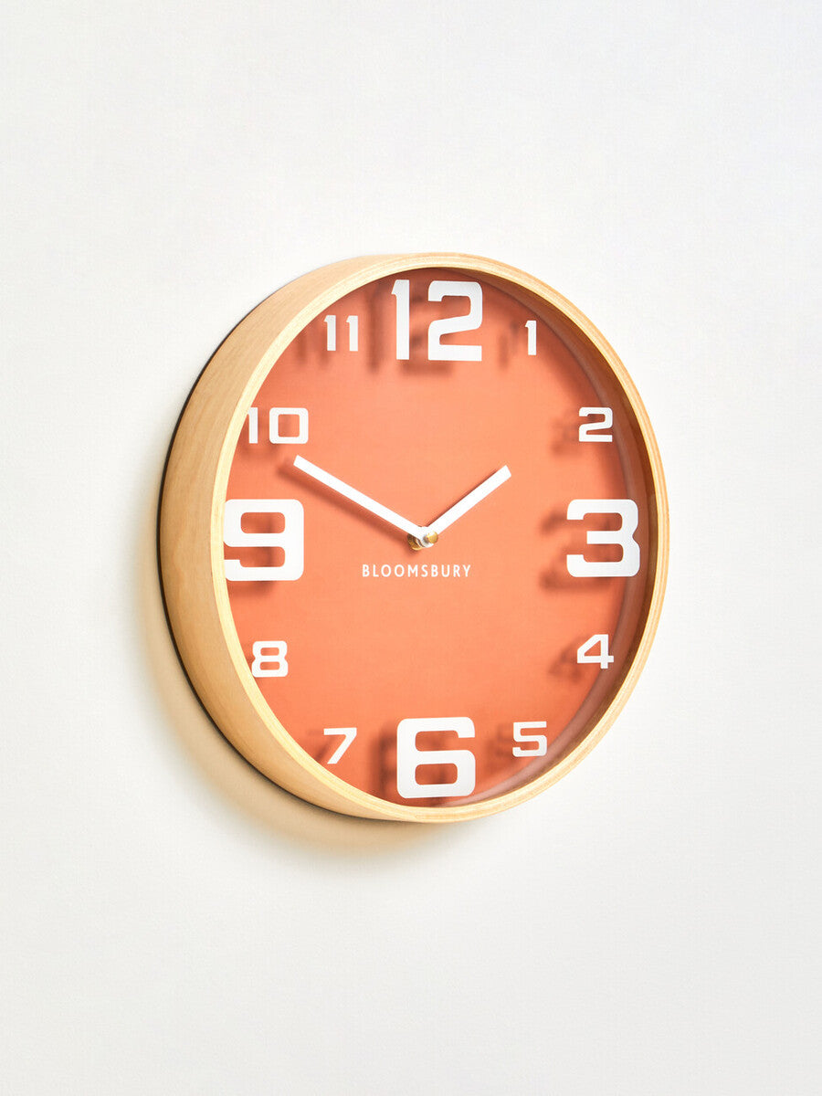 Vitus Orange Wood Large Numbers Wall Clock
