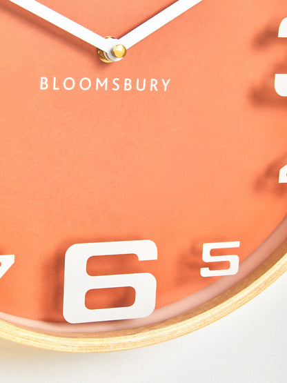 Vitus Orange Wood Large Numbers Wall Clock