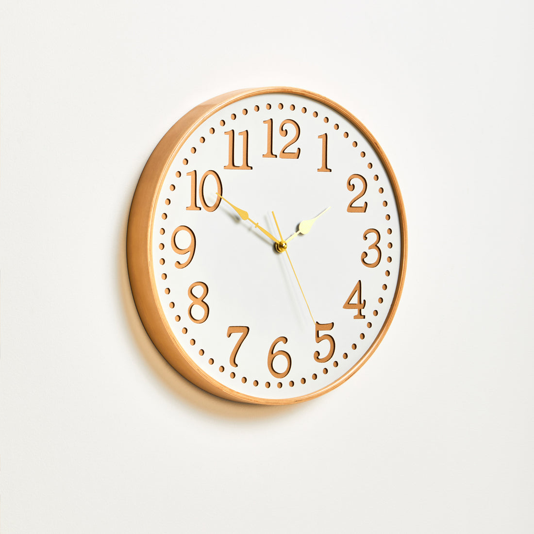 Vitus White Wood with Gold Numbers Wall Clock
