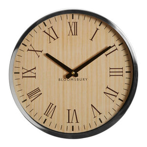 30cm Dia Natural and Silver Wall Clock | Vitus