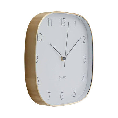 Elko Square Gold Finish Case Wall Clock