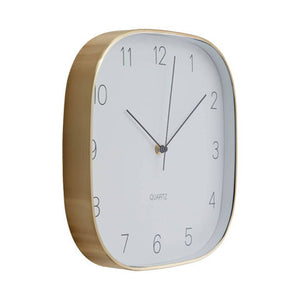 Elko Square Gold Finish Case Wall Clock