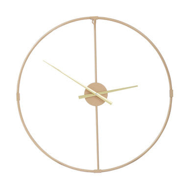 Gold wall clock with a minimalist design on a white background