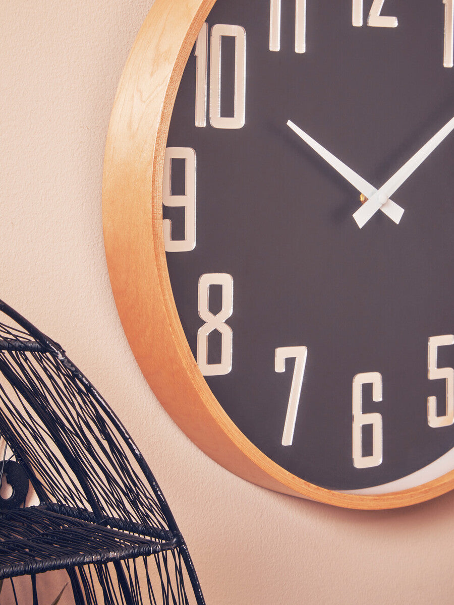 Vitus 30cm Dia Black Wall Clock