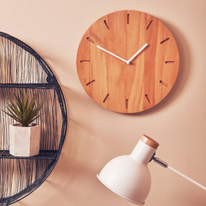 35cm Dia Natural Finish Oak Wood Wall Clock | Vitus
