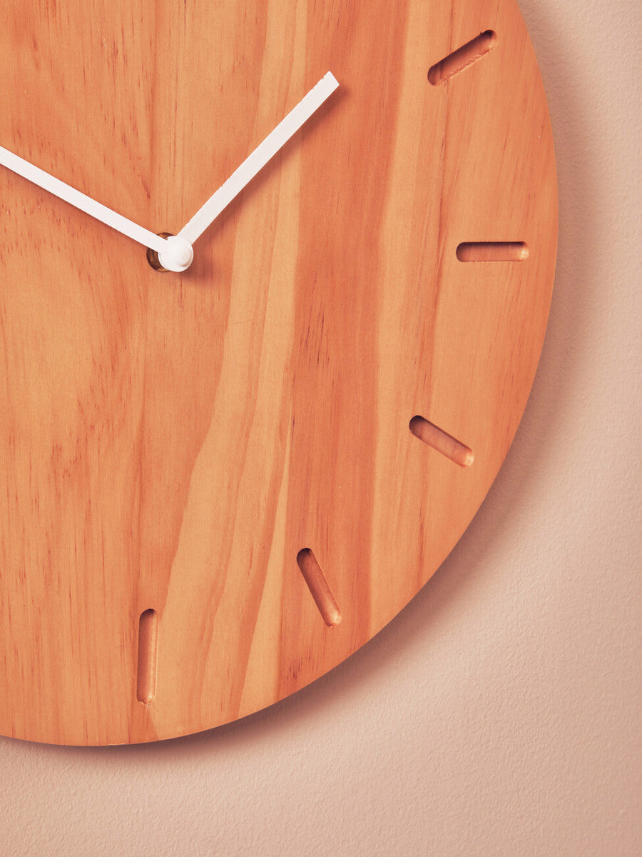 Vitus Natural Finish Oak Wood Wall Clock