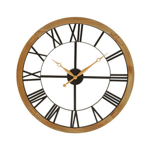 60cm Dia Black Metal Wall Clock with Gold Finish Hands | Vitus