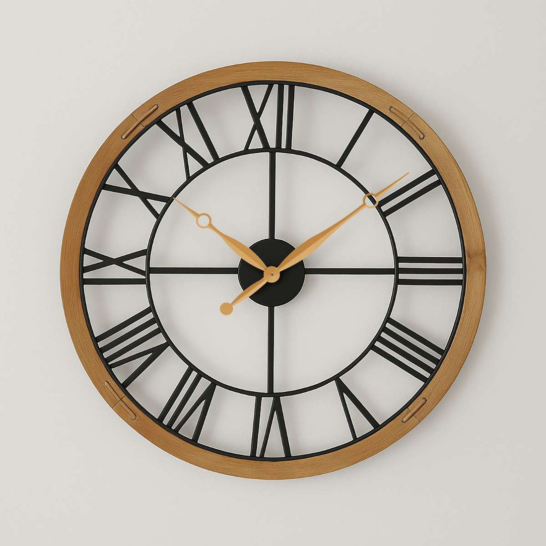 Vitus Black Metal Wall Clock with Gold F