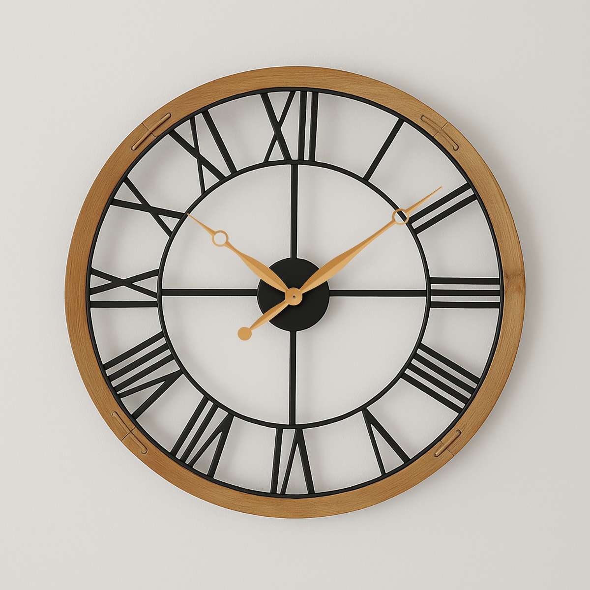 Vitus Black Metal Wall Clock with Gold F