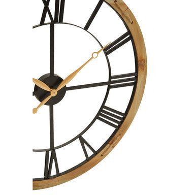 Vitus Black Metal Wall Clock with Gold F