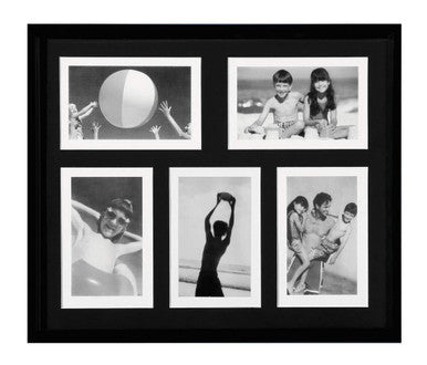 Black-framed collage photo display with six smaller photos.
