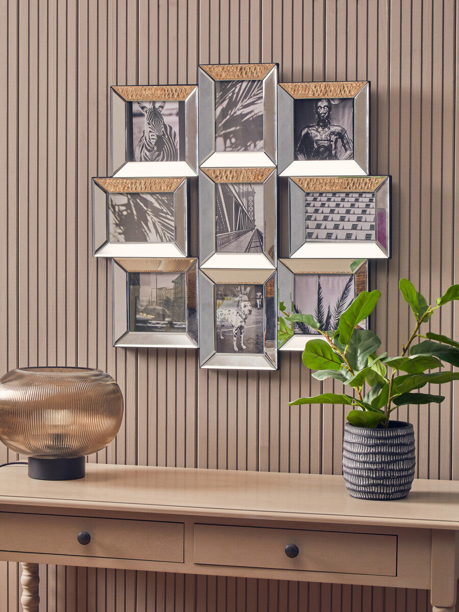 Opulence 9 Photo Mirrored Collage Frame
