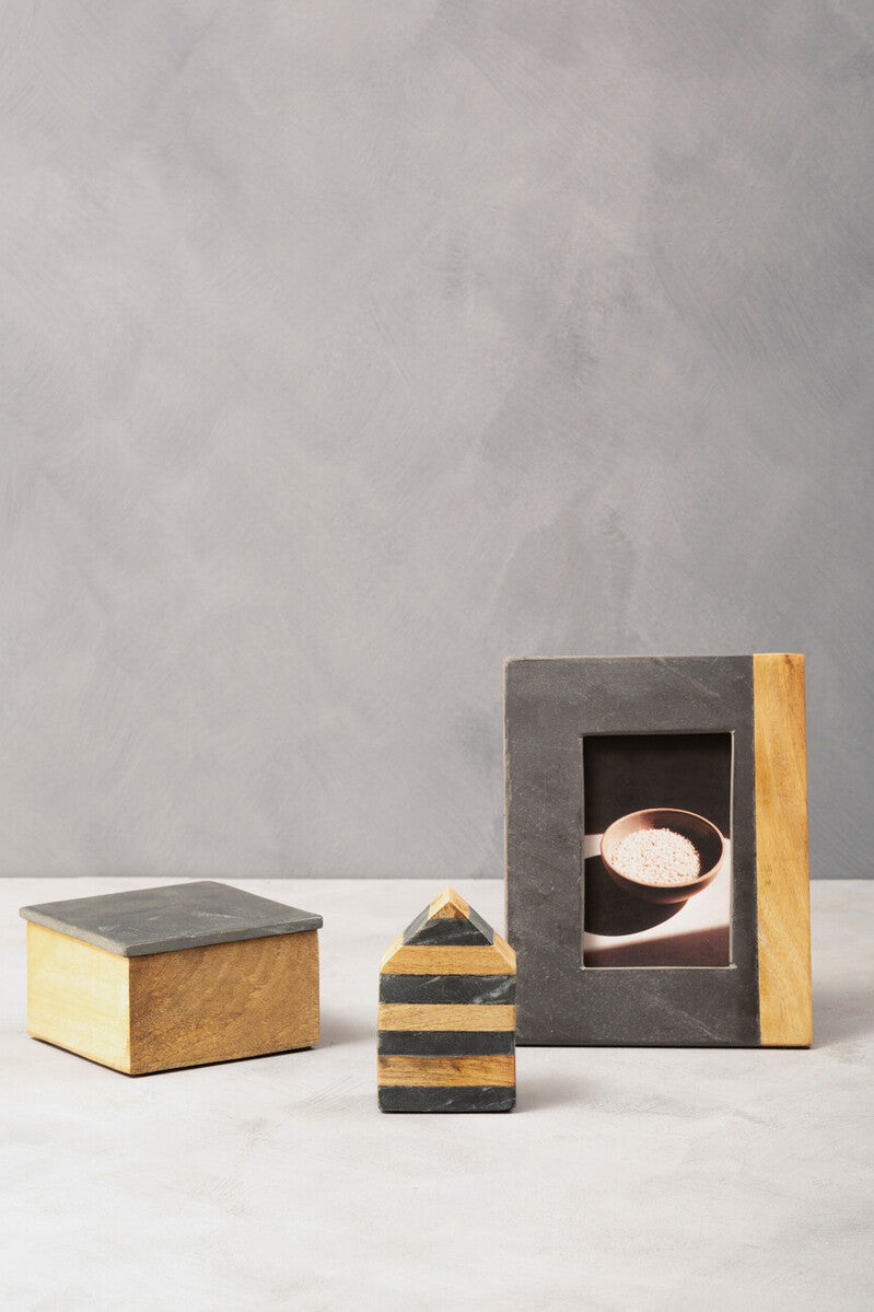 Kata Small Slate and Mango Wood 4In X 6In Photo Frame