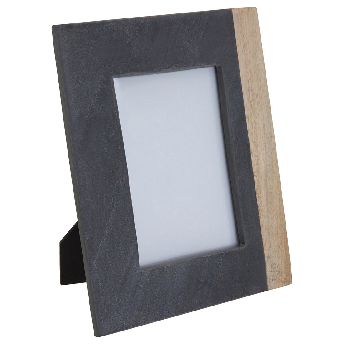 Black and wood photo frame on a white background