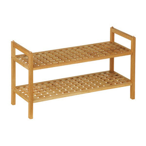 Arla Natural Walnut Wood 2 Tier Stackable Shoe Rack