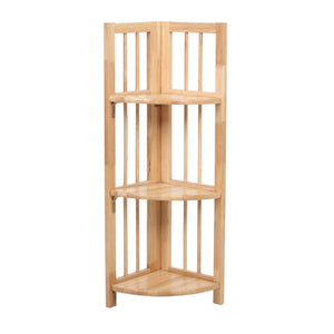 Heva Natural Tropical Hevea Wood 3 Tier Corner Shelf Unit
