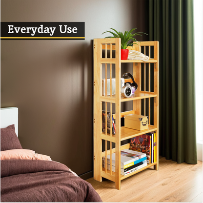 Heva Four Tier Tropical Hevea Wood Shelf Unit