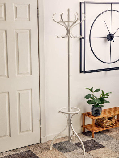 Kennedy 184Cm White Finish Floor Standing Coat Stand | Solid Wood &amp; Free Standing